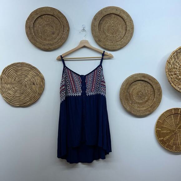 Torrid Blue Red Button Sleeveless Tank Top Plus Size 2X - Picture 1 of 5